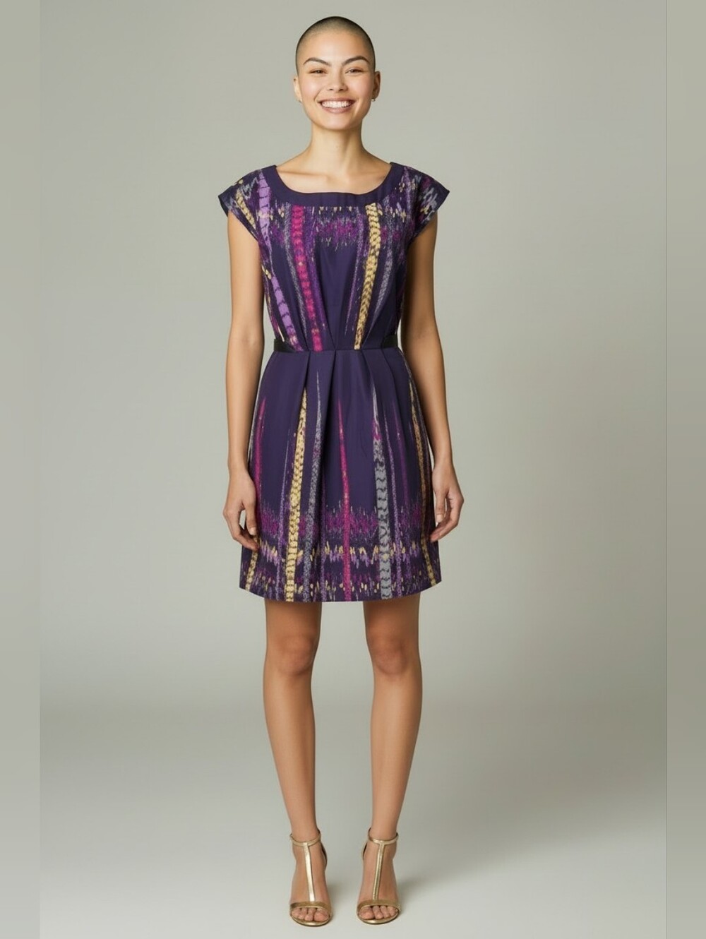 BeBop Purple Mini Dress With Black Tie Belt Medium